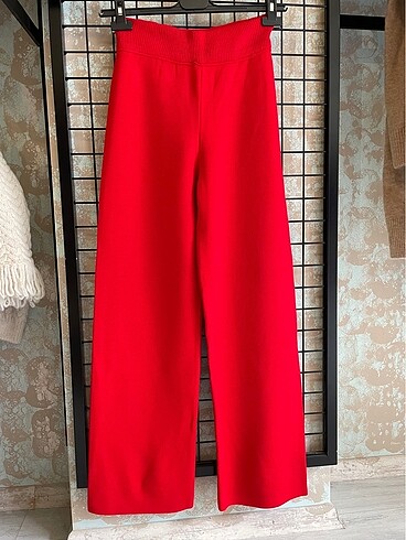 Kırmızı triko pantolon - Görsel 3