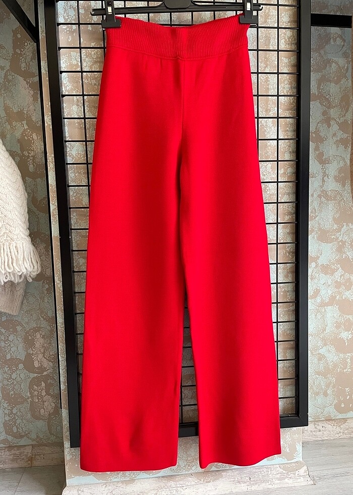 Kırmızı triko pantolon - Görsel 3