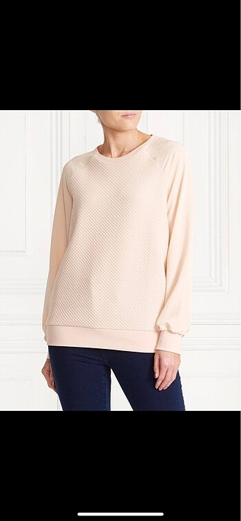 Pudra rengi kolları şifon sweatshirt