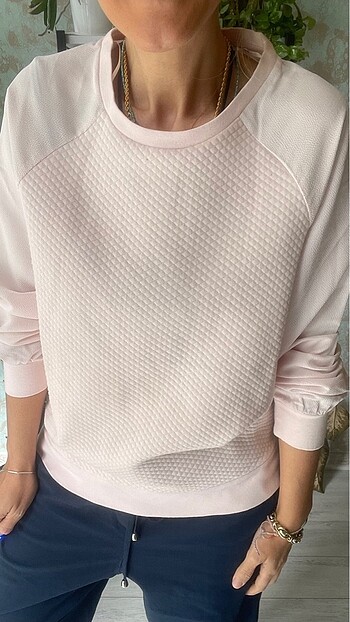 Diğer Pudra rengi kolları şifon sweatshirt