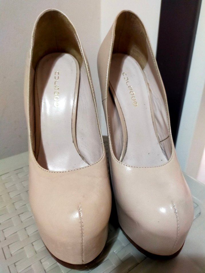 Bej Platform Topuklu deri Stiletto Kadın Ayakkabı - Görsel 2