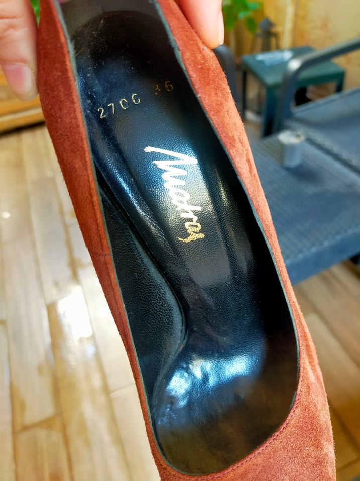 Kiremit Pembe rengi arasında Süet önden platformlu ince topuk. - Görsel 3