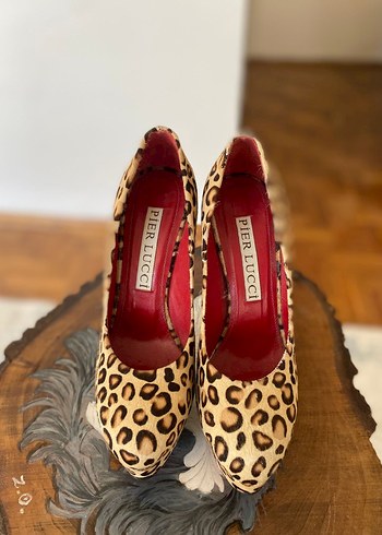 Leopar desenli önden platformlu topuklu ayakkabı. - Görsel 6