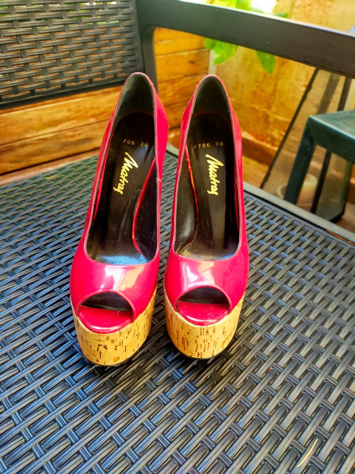 Kırmızı Rugan Platform Topuklu Kadın Ayakkabı - Görsel 2