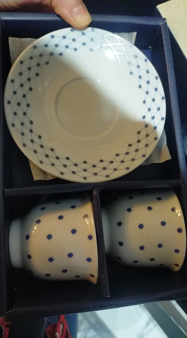 Beyaz ve Lacivert Desenli Porselen Fincan Takımı - Görsel 2