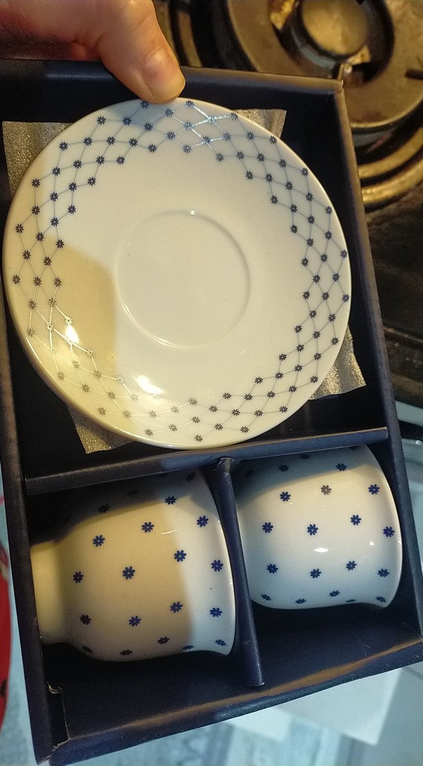 Beyaz ve Lacivert Desenli Porselen Fincan Takımı - Görsel 3