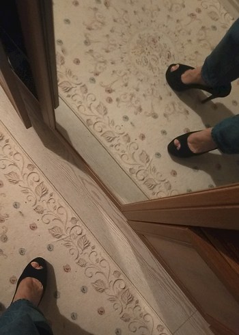 Siyah Süet  Stiletto Kadın Sandalet - Görsel 4