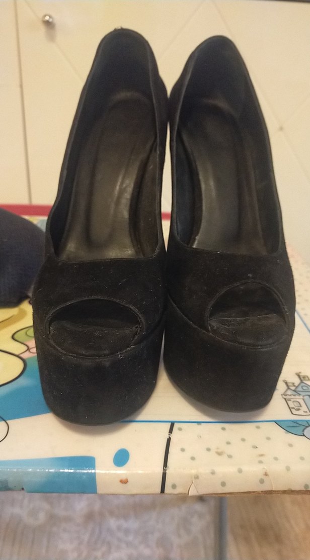 Siyah Süet  Stiletto Kadın Sandalet - Görsel 5