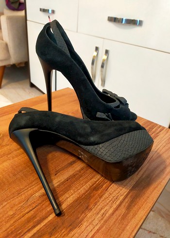 Siyah Tokalı Yüksek Topuklu Ayakkabı - Görsel 7