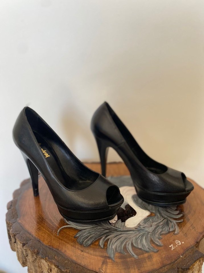 Siyah Platform Topuklu Kadın Ayakkabı - Görsel 2