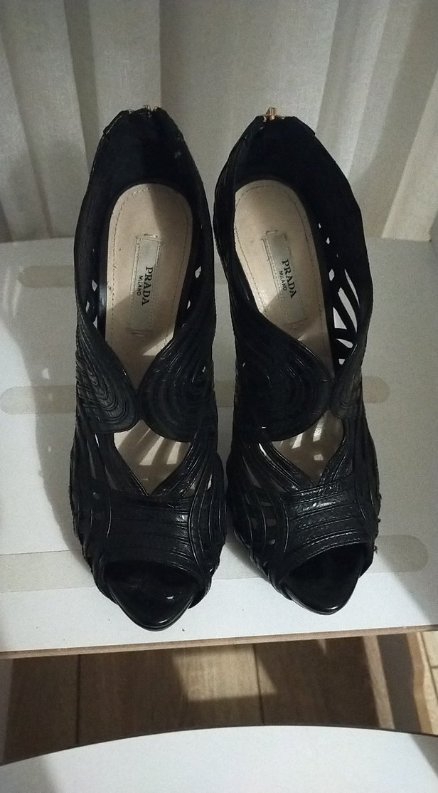 Siyah Deri Platform Topuklu Kadın Ayakkabı - Görsel 2