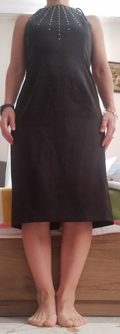 Siyah Parlak Payetli Uzun Elbise - Görsel 4