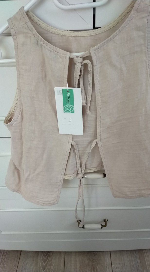 Bej Keten Midi Kadın Yelek - Görsel 2