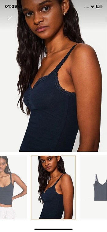 l Beden bershka lacivert dantelli crop top