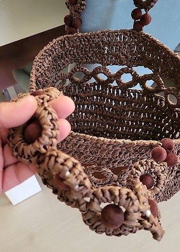  Beden boncuk halka Detaylı Bohem Örgü Kadın Çanta