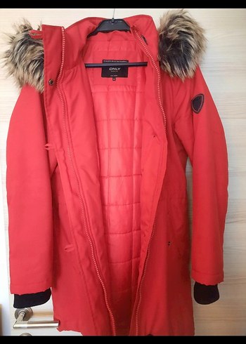 Kürklü Kırmızı Kadın Kışlık Mont - Görsel 3