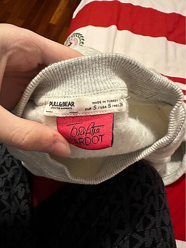 s Beden gri Renk Pull&Bear Brigitte Bardot uzun kollu sweatshirt