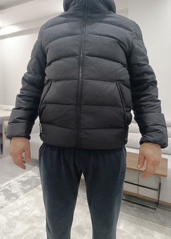 Fermuarlı siyah Erkek Kapitone Mont - Görsel 2