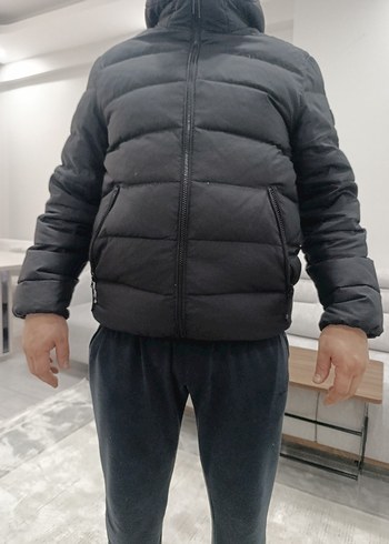 Fermuarlı siyah Erkek Kapitone Mont - Görsel 3