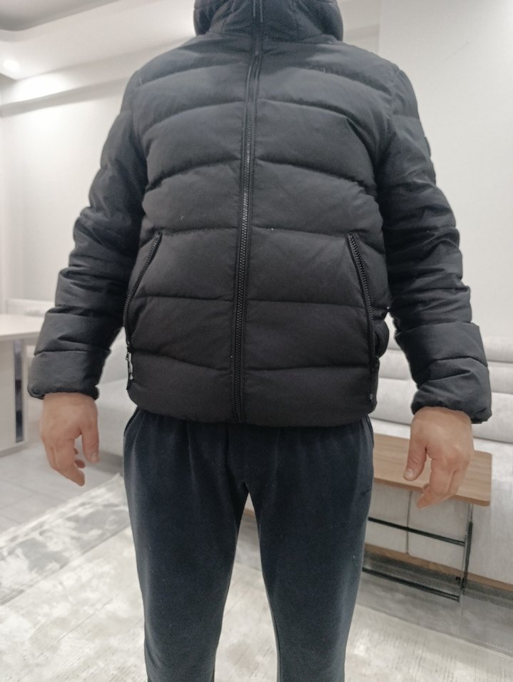 Fermuarlı siyah Erkek Kapitone Mont - Görsel 3