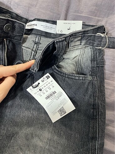 34 Beden bershka wıde balloon jean antrasit renk
