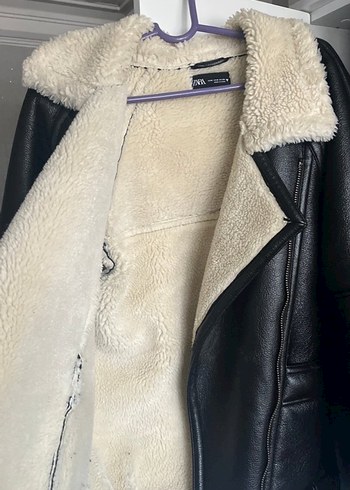 Deri Siyah Kürklü Biker Ceket - Görsel 2