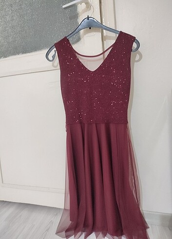 Abiye Bordo Elbise - Görsel 4