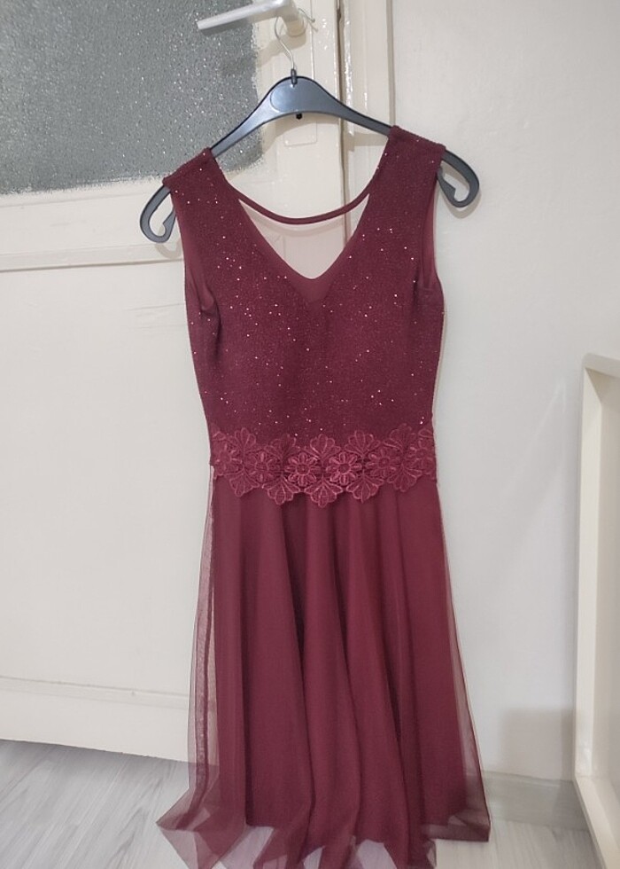 Abiye Bordo Elbise - Görsel 3