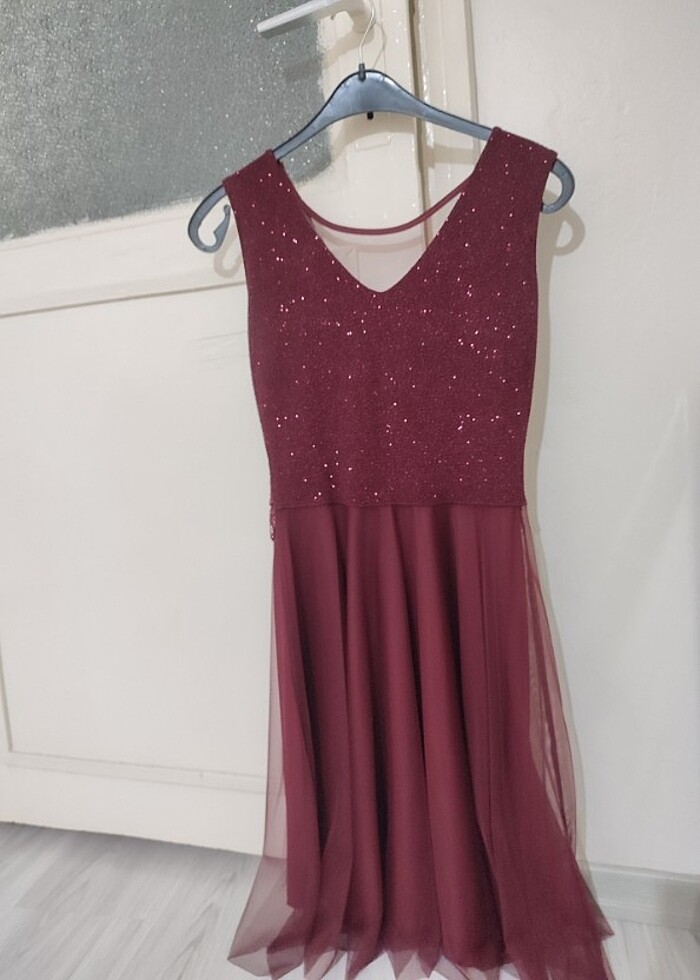 Abiye Bordo Elbise - Görsel 4