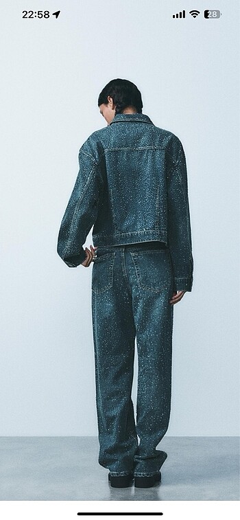 m Beden Relaxed oversize dar kesim taşlı jean