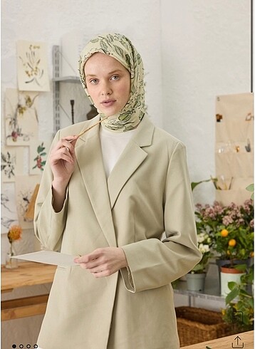 Fresh scarf flora desen eşarp (yeşil)
