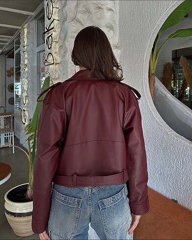 m Beden bordo Renk DERİ CEKET BORDO