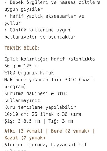ETROFİL ORGANİK KOTON İP
