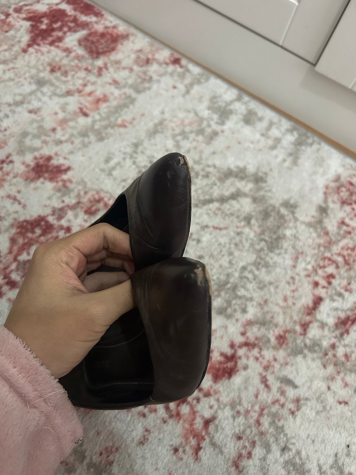 Kahverengi Deri Topuklu Kadın Ayakkabı - Görsel 5