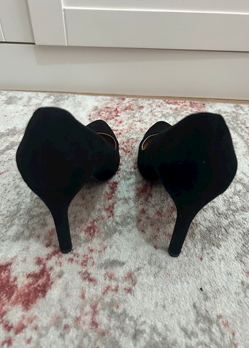 Siyah Süet Topuklu Kadın Stiletto - Görsel 3