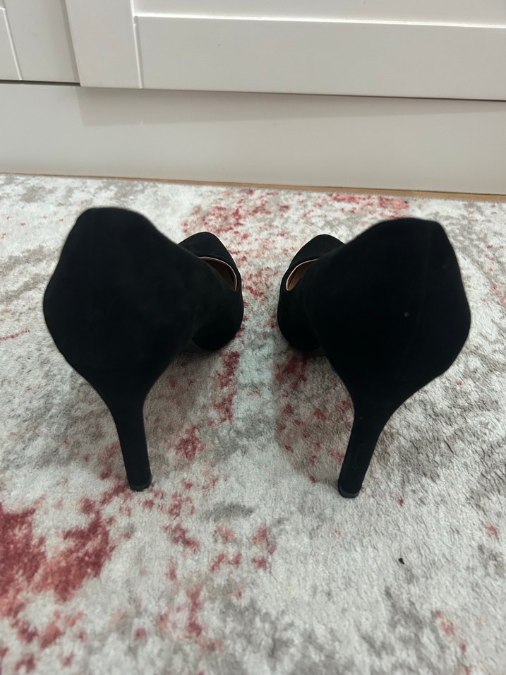 Siyah Süet Topuklu Kadın Stiletto - Görsel 3