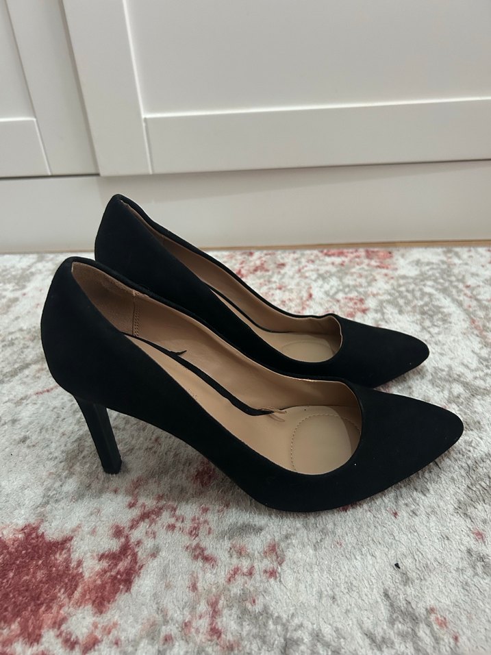 Siyah Süet Topuklu Kadın Stiletto - Görsel 4