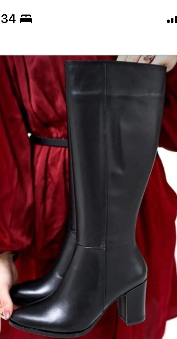 Siyah İnce Topuklu Diz Altı Boyu Kadın Çizme - Görsel 3