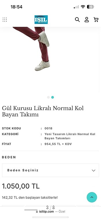 Diğer Scrubs hemşire forma takım gül kurusu ışıl marka medium