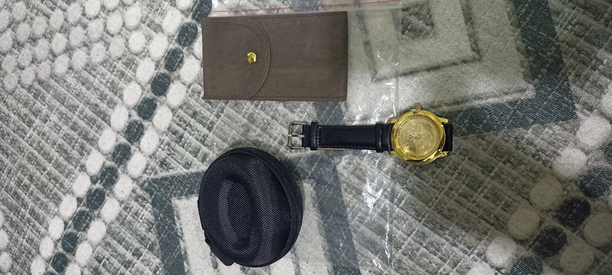 altın renkli ejderha kabartmalı erkek kol saati - Görsel 2