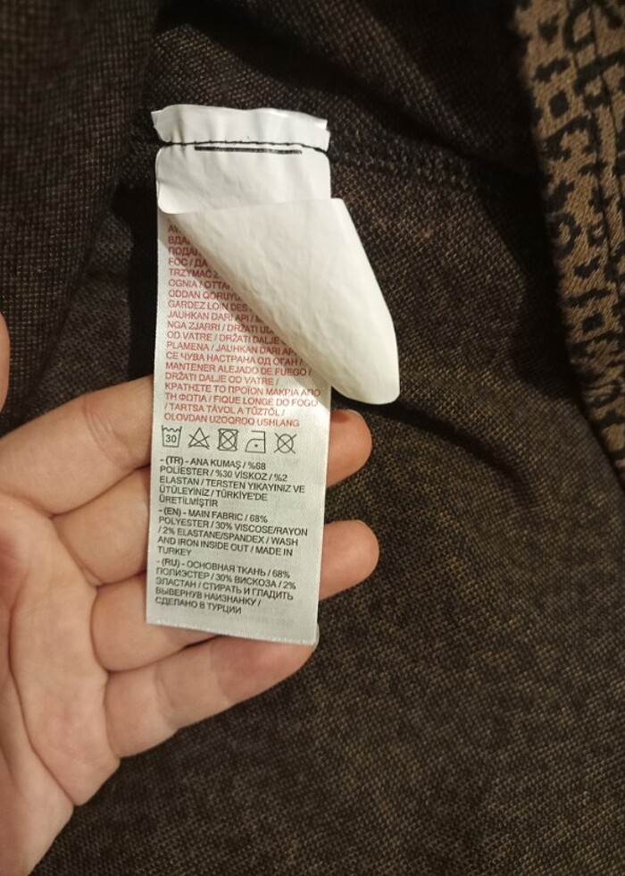 Maternity Bisiklet Yaka Desenli Uzun Kollu Hamile Elbise - Görsel 3