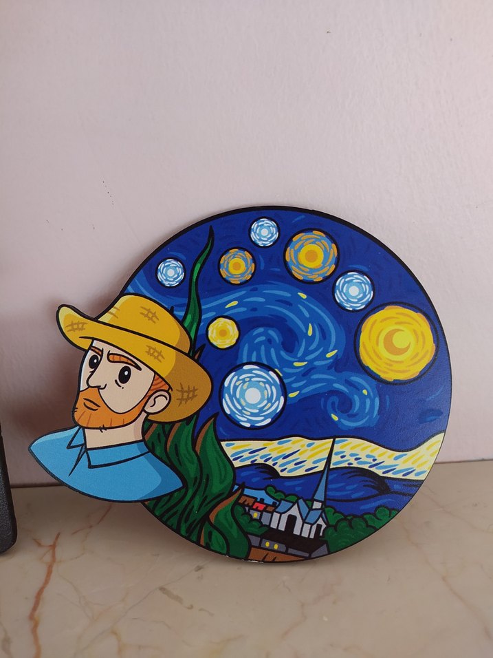 kedi klaket van gogh bardak altlığı - Görsel 4