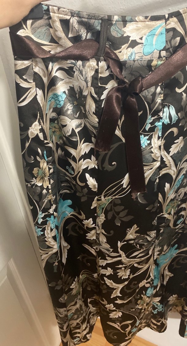 Desenli Kahverengi Uzun Kadın Etek - Görsel 3