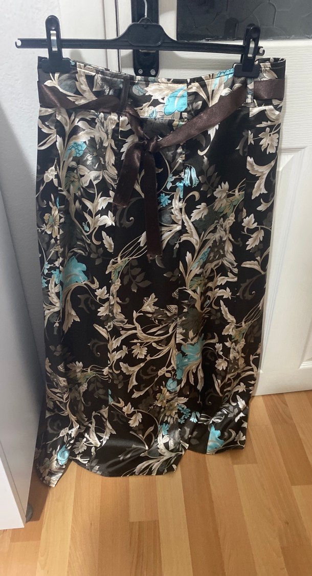 Desenli Kahverengi Uzun Kadın Etek - Görsel 4