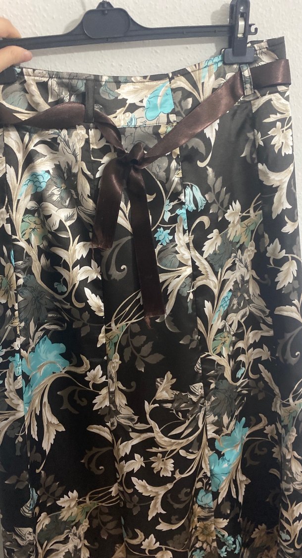 Desenli Kahverengi Uzun Kadın Etek - Görsel 2