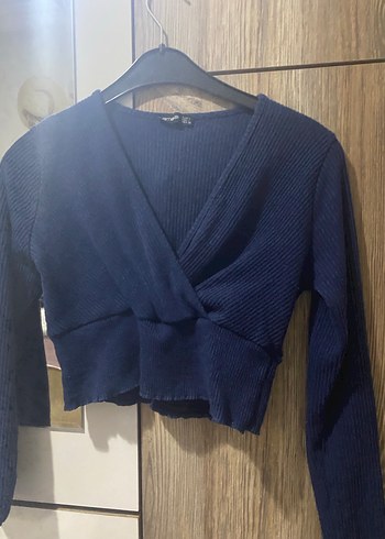 Kadın Lacivert V Yaka Triko Bluz - Görsel 3