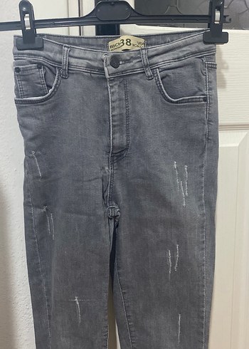 Gri Dar Kesim Midi Denim Kadın Jean - Görsel 2