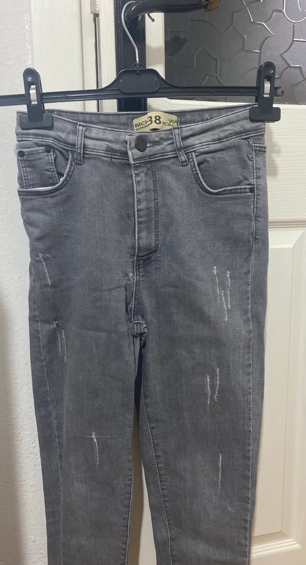 Gri Dar Kesim Midi Denim Kadın Jean - Görsel 2