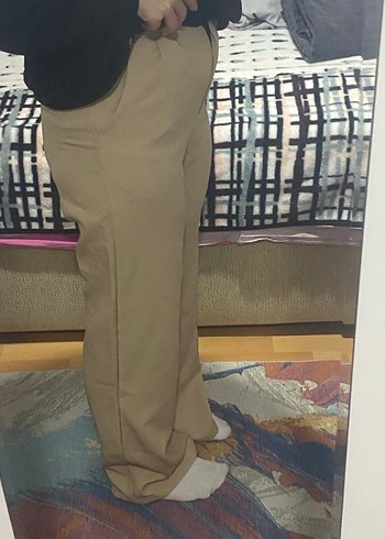 Bej Midi Kadın Kumaş Pantolon - Görsel 4