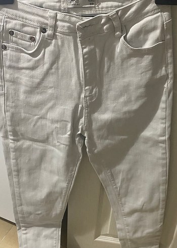 Beyaz Dar Kesim Midi Kadın Kot Pantolon - Görsel 2